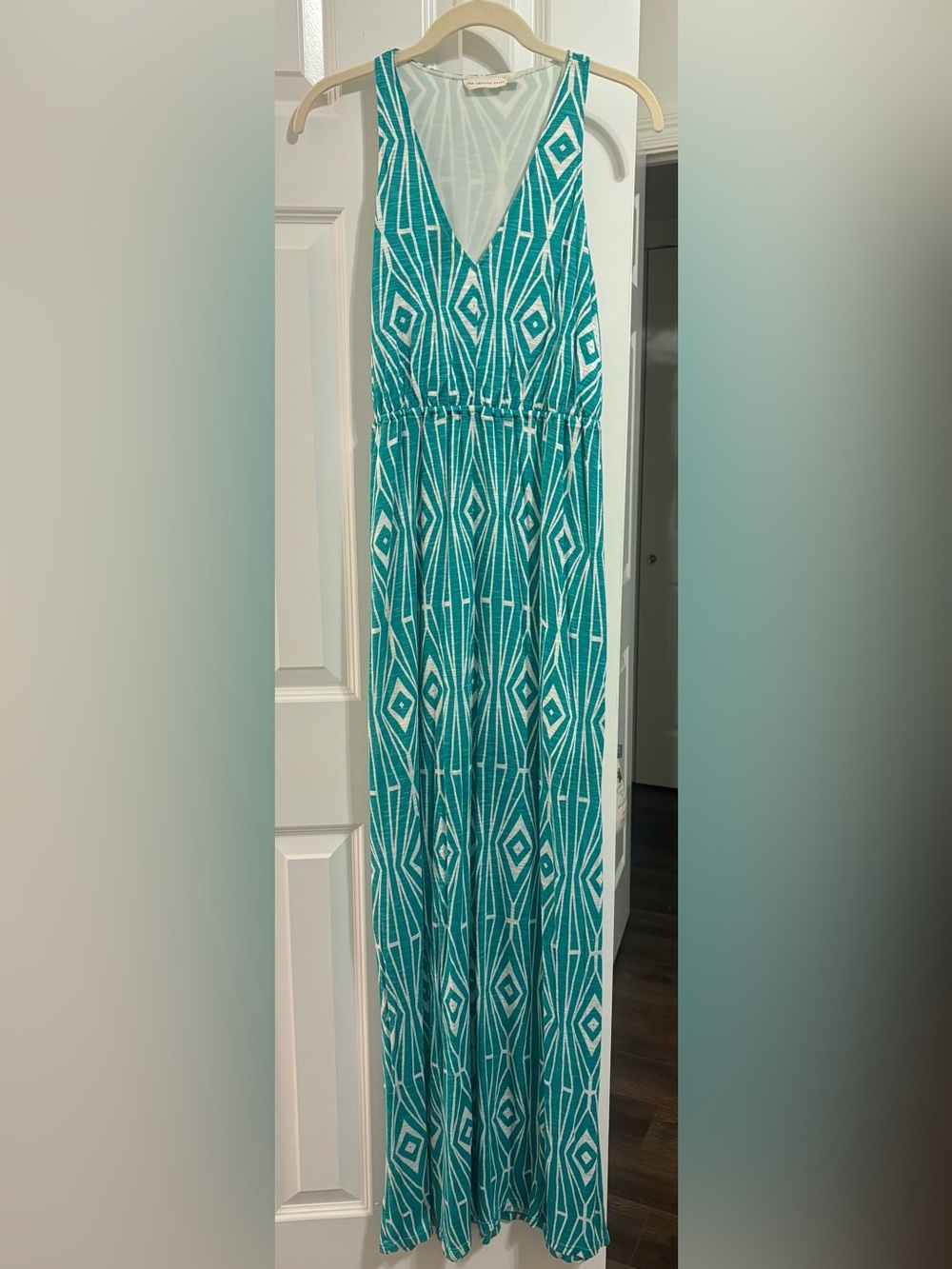 Teal Geometric Print Maxi Dress